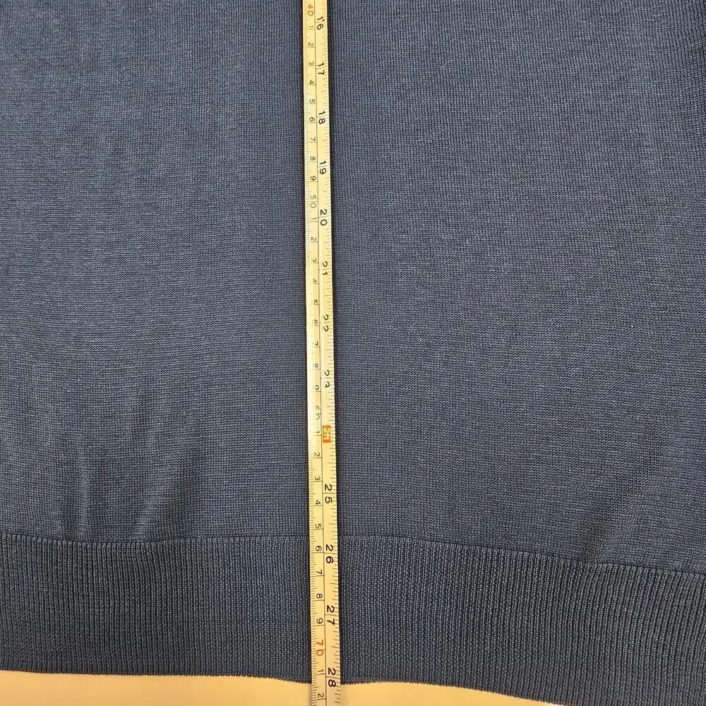 Jos.A. Bank Signature 100% Silk V-Neck Sweater Blue Size